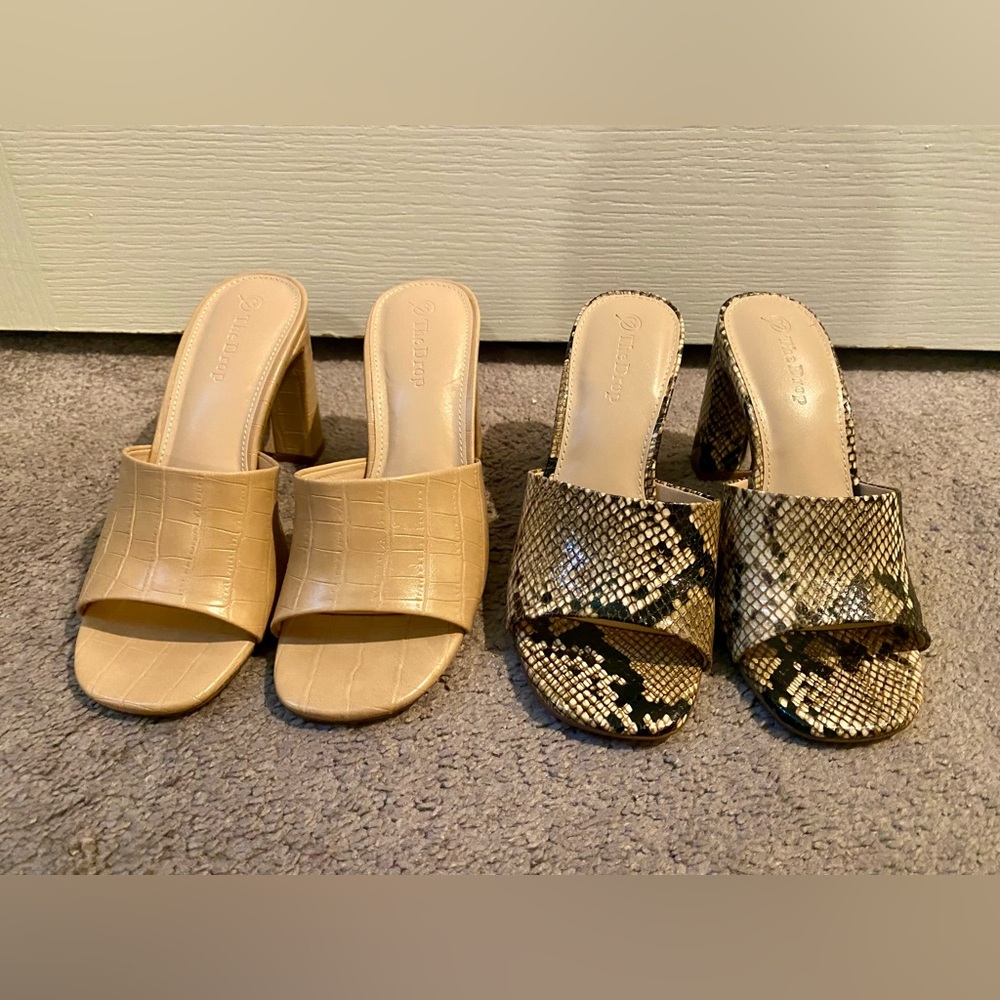 2 pair Blocked Heel Sandals